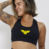Top Nadador de Compressão Preto Mulher Maravilha