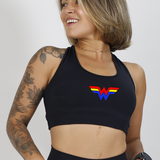Top Nadador de Compressão Preto Mulher Maravilha