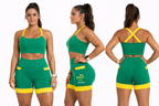 Shorts Verde/Amarelo Brasil Corações + Nome