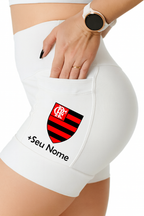 Shorts Branco Flamengo + Nome