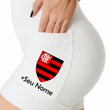 Shorts Branco Flamengo + Nome