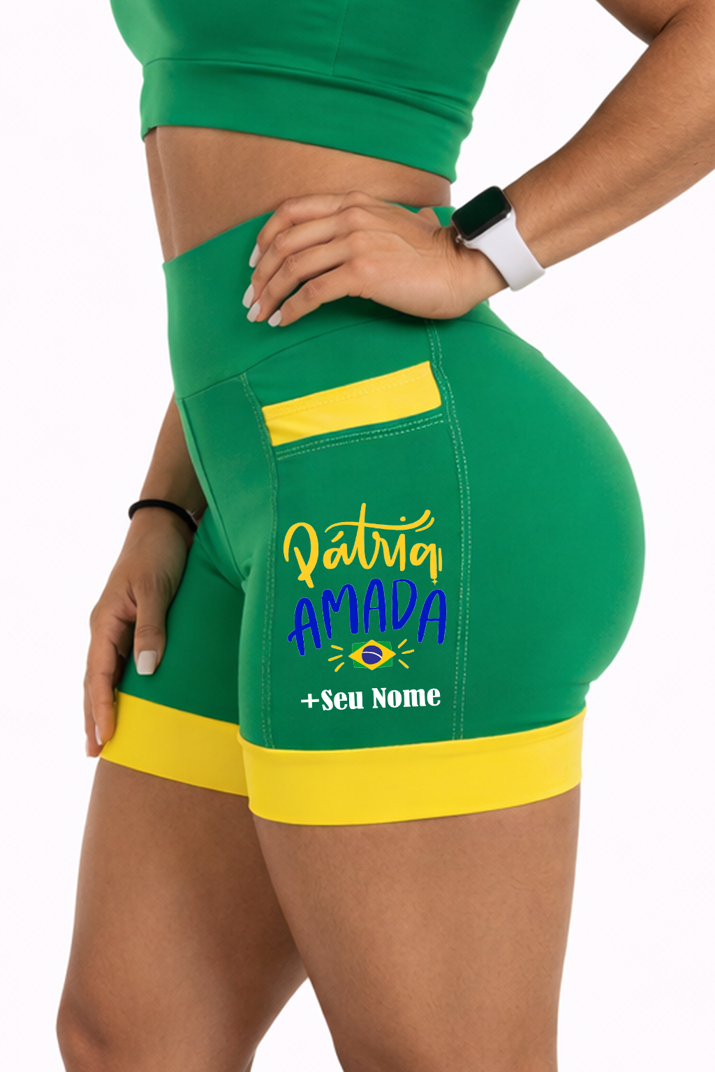 Shorts Verde/Amarelo Patria Amada + Nome