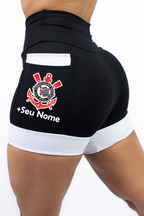 Shorts Preto/Branco Corinthias + Nome