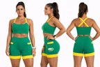 Shorts Verde/Amarelo i amo Brasil + Nome