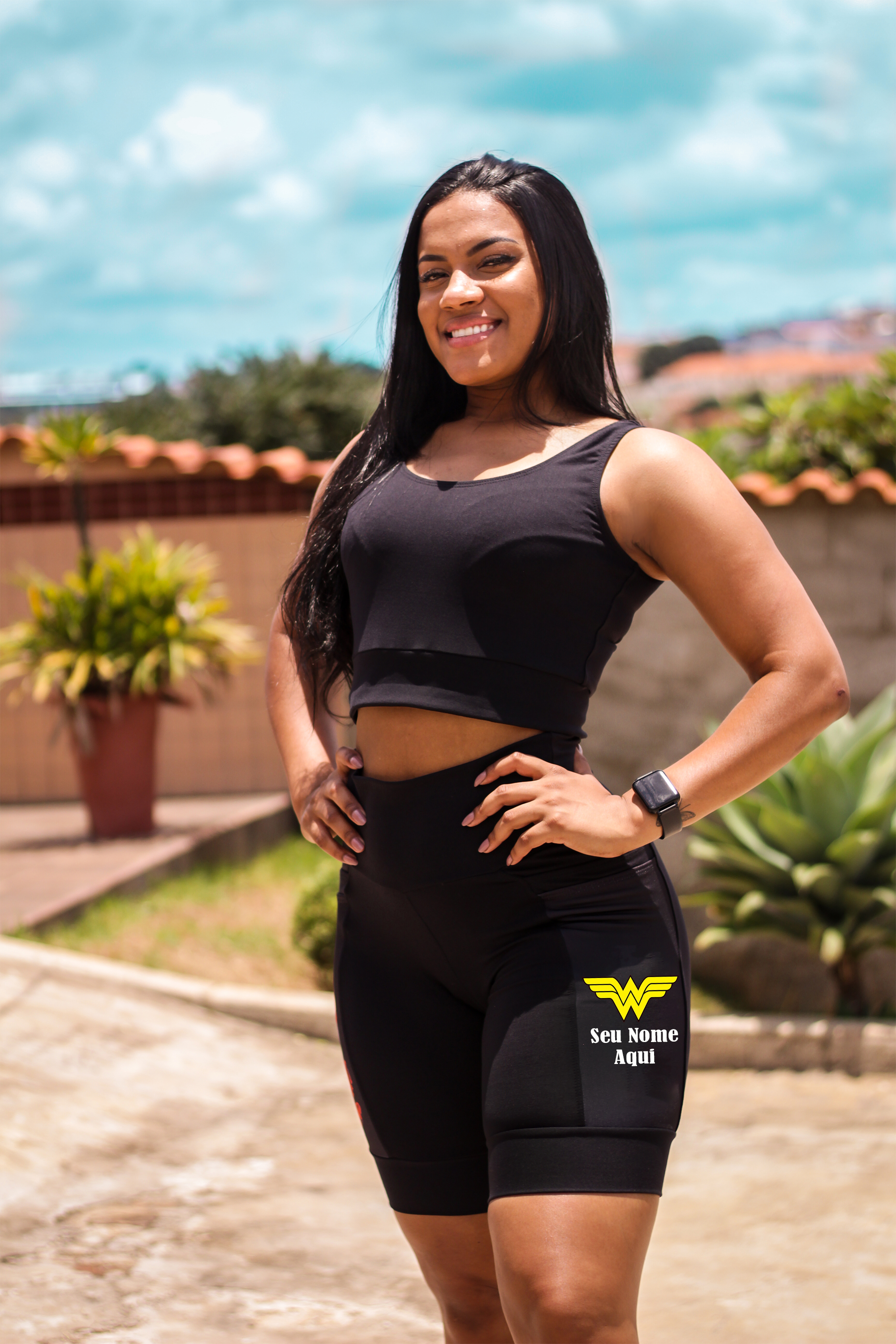 Bermuda Simbolo Mulher Maravilha + Seu nome