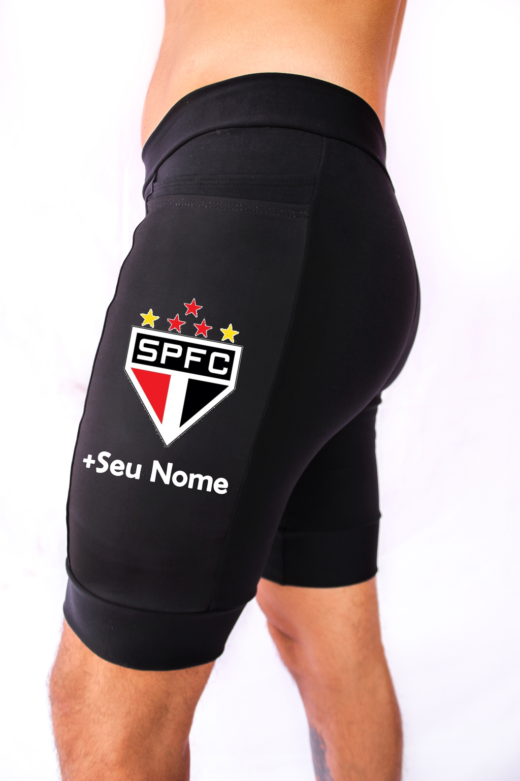 Bermuda Masc Preta São Paulo + Nome