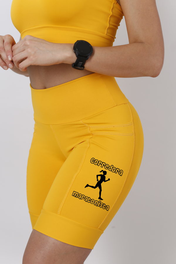 Bermuda Fem Amarelo Corredora Maratonista