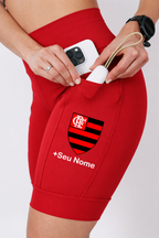 Bermuda Feminina Vermelho Flamengo + Seu nome