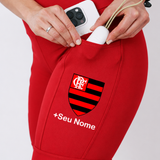 Bermuda Feminina Vermelho Flamengo + Seu nome