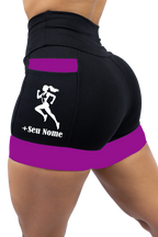 Shorts Preto/Roxo Corredora + Nome