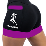 Shorts Preto/Roxo Corredora + Nome