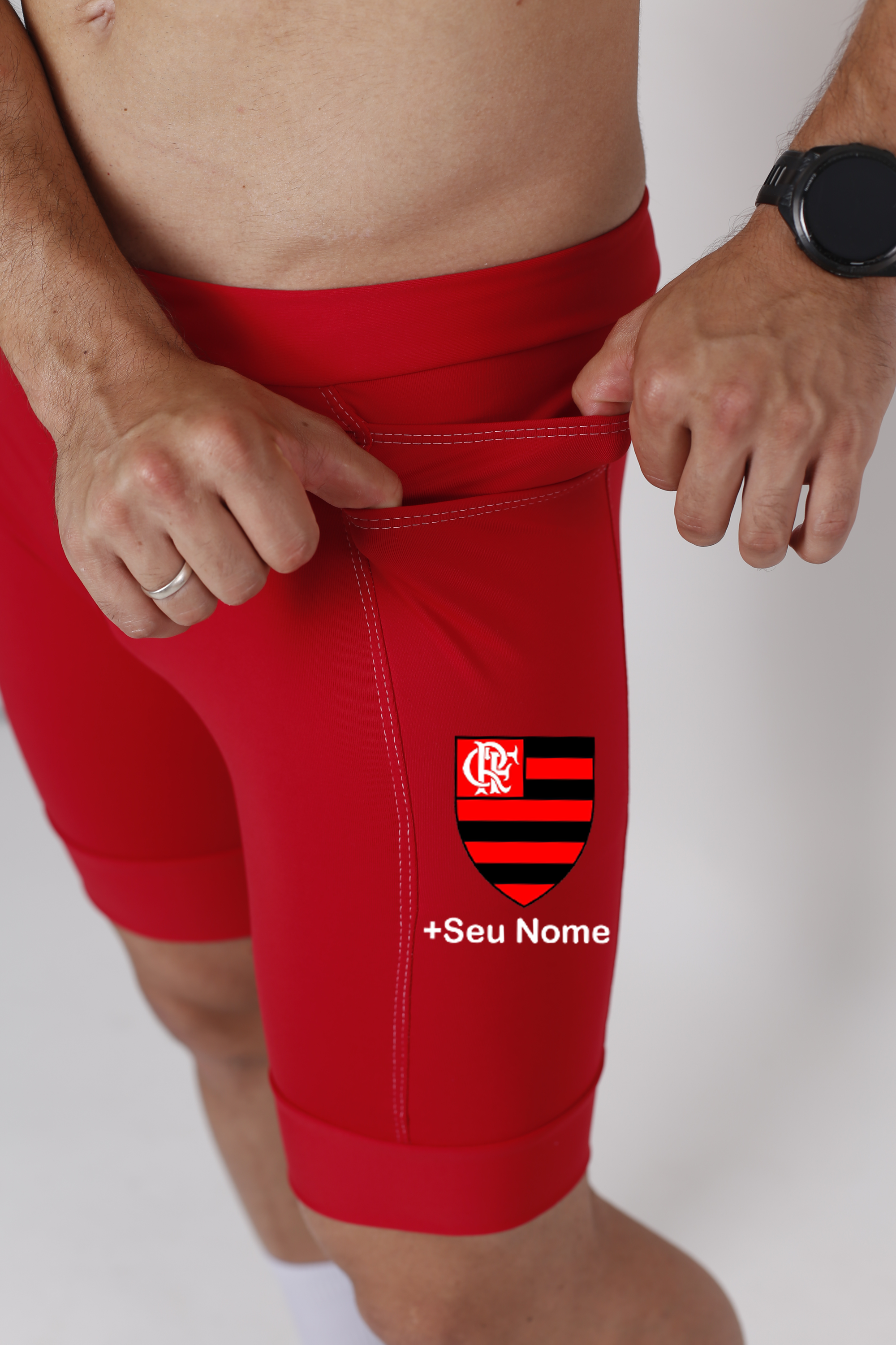 Bermuda Masc Vermelho Flamengo + Nome
