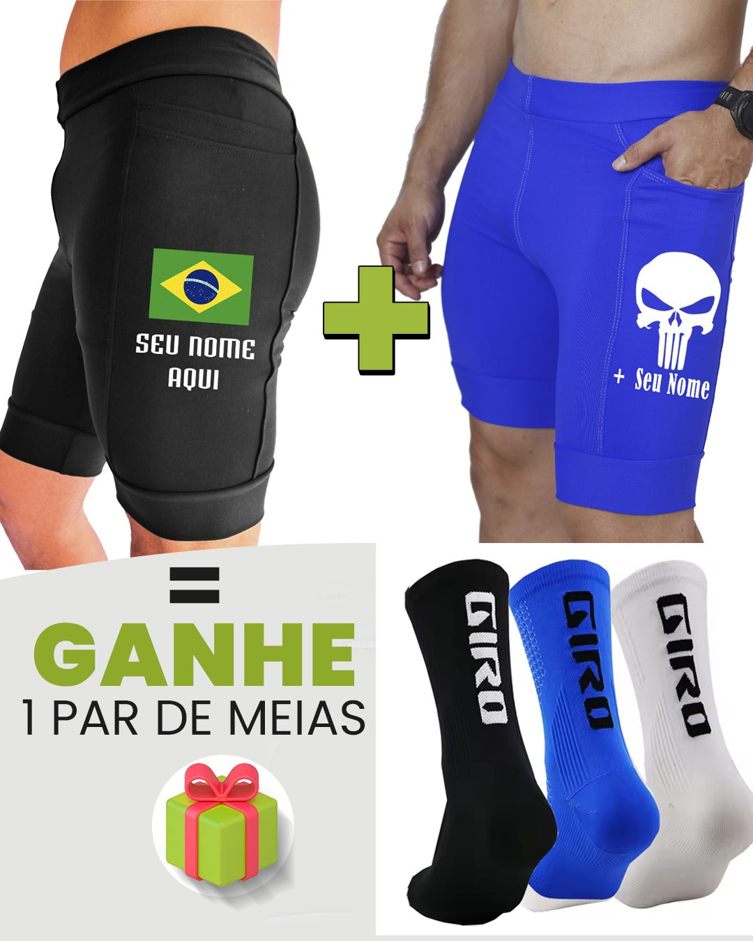 Kit Bermudas Masculinas + Meia
