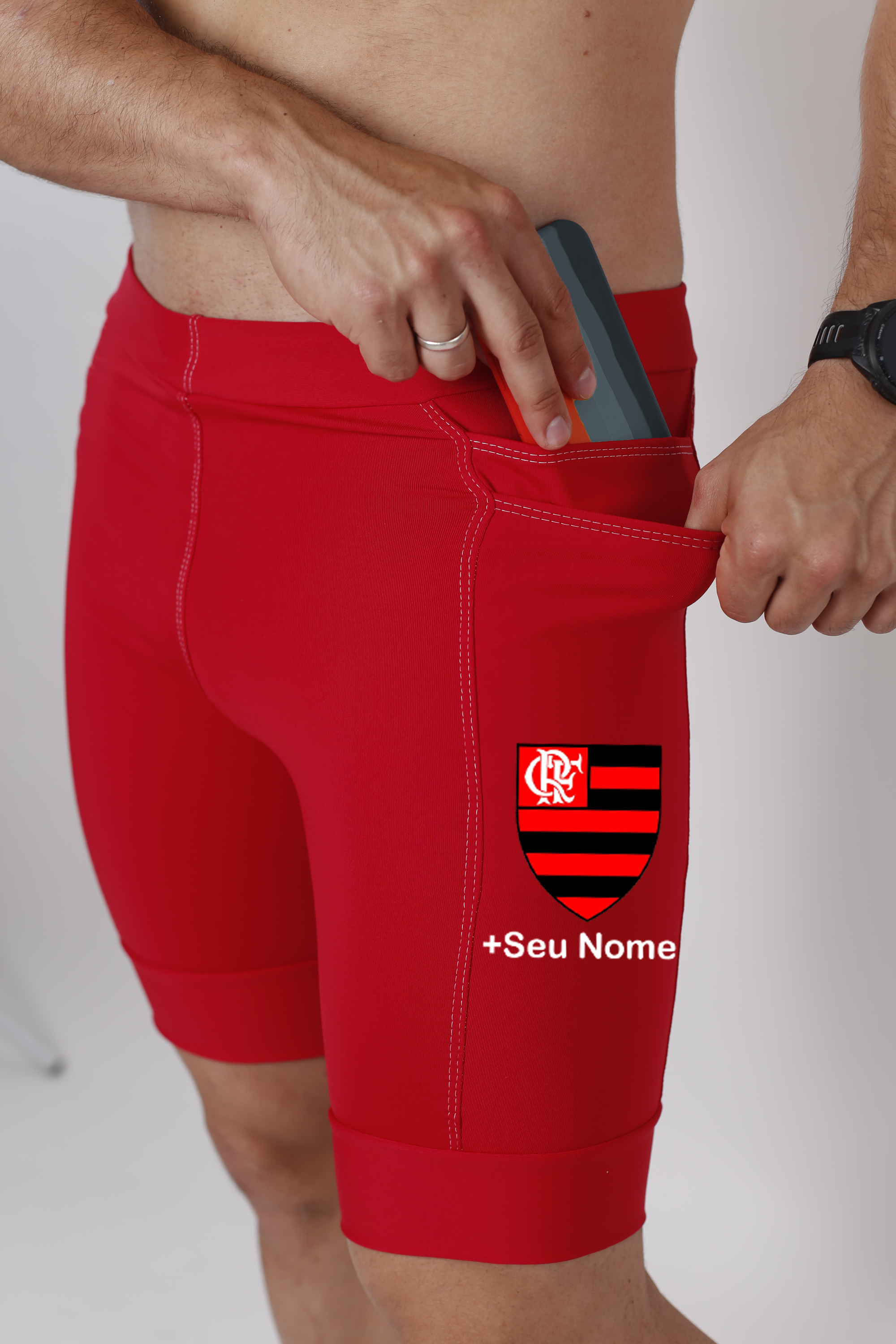 Bermuda Masc Vermelho Flamengo + Nome