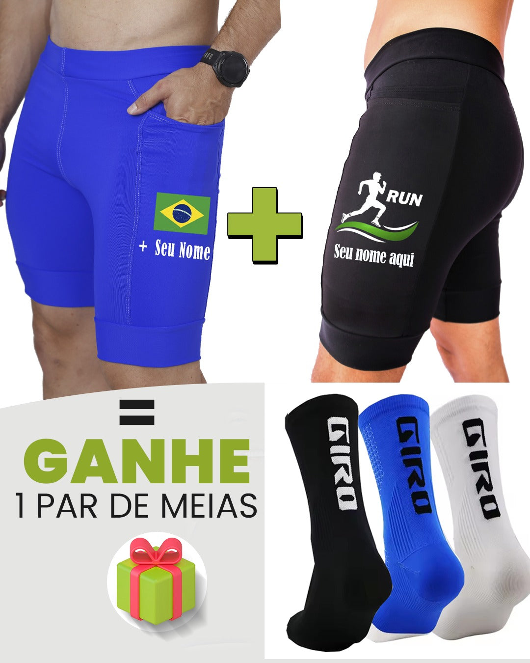 Kit Bermudas Masculinas + Meia
