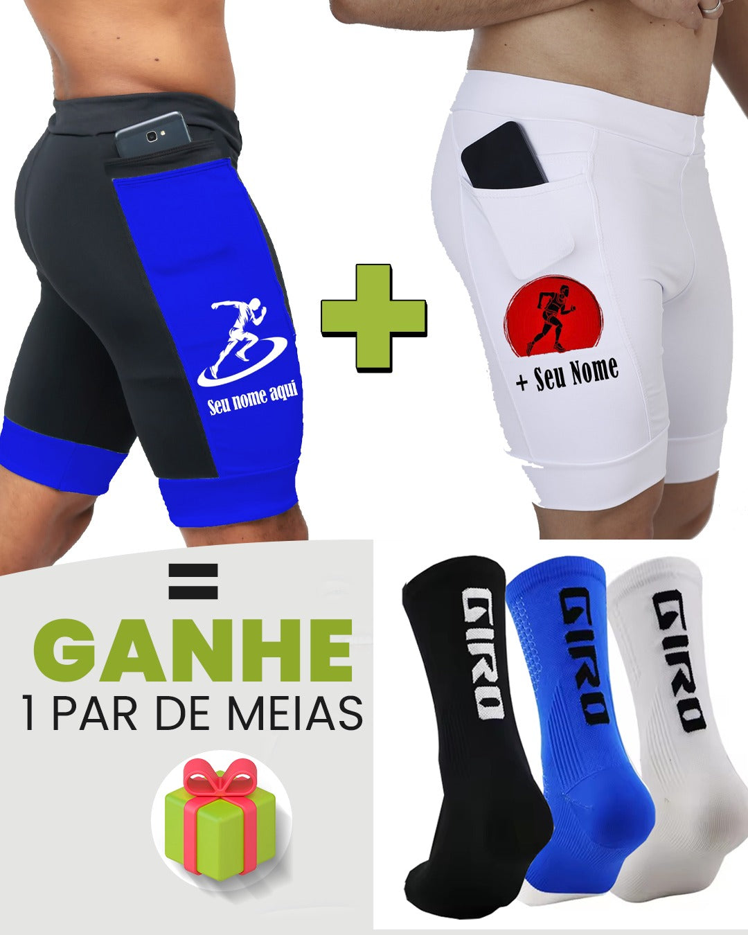 Kit Bermudas Masculinas + Meia
