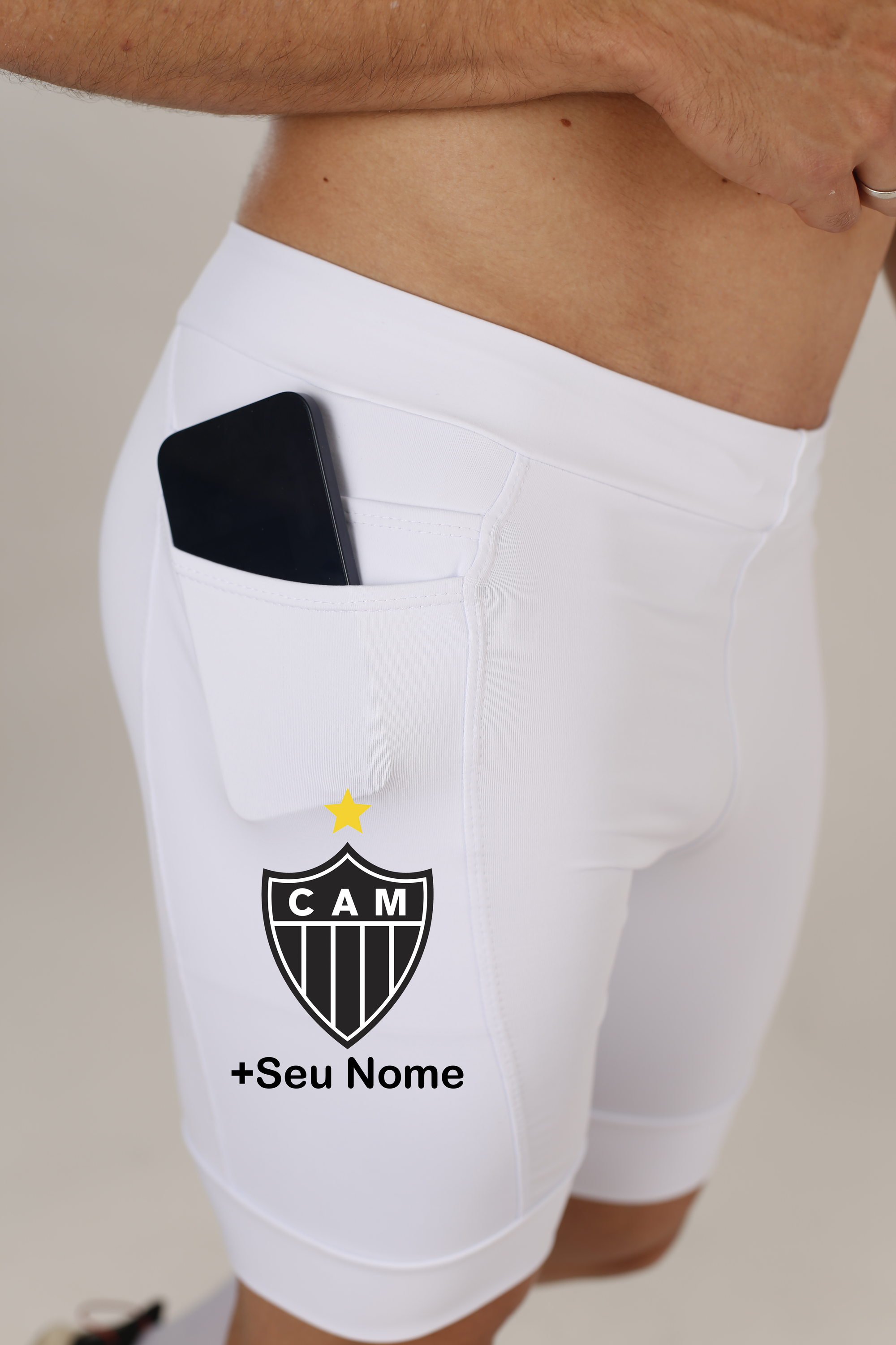 Bermuda Masc Branca Atletico + Nome