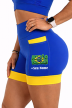 Shorts Azul/Amarelo Aqui é Brasil + Nome