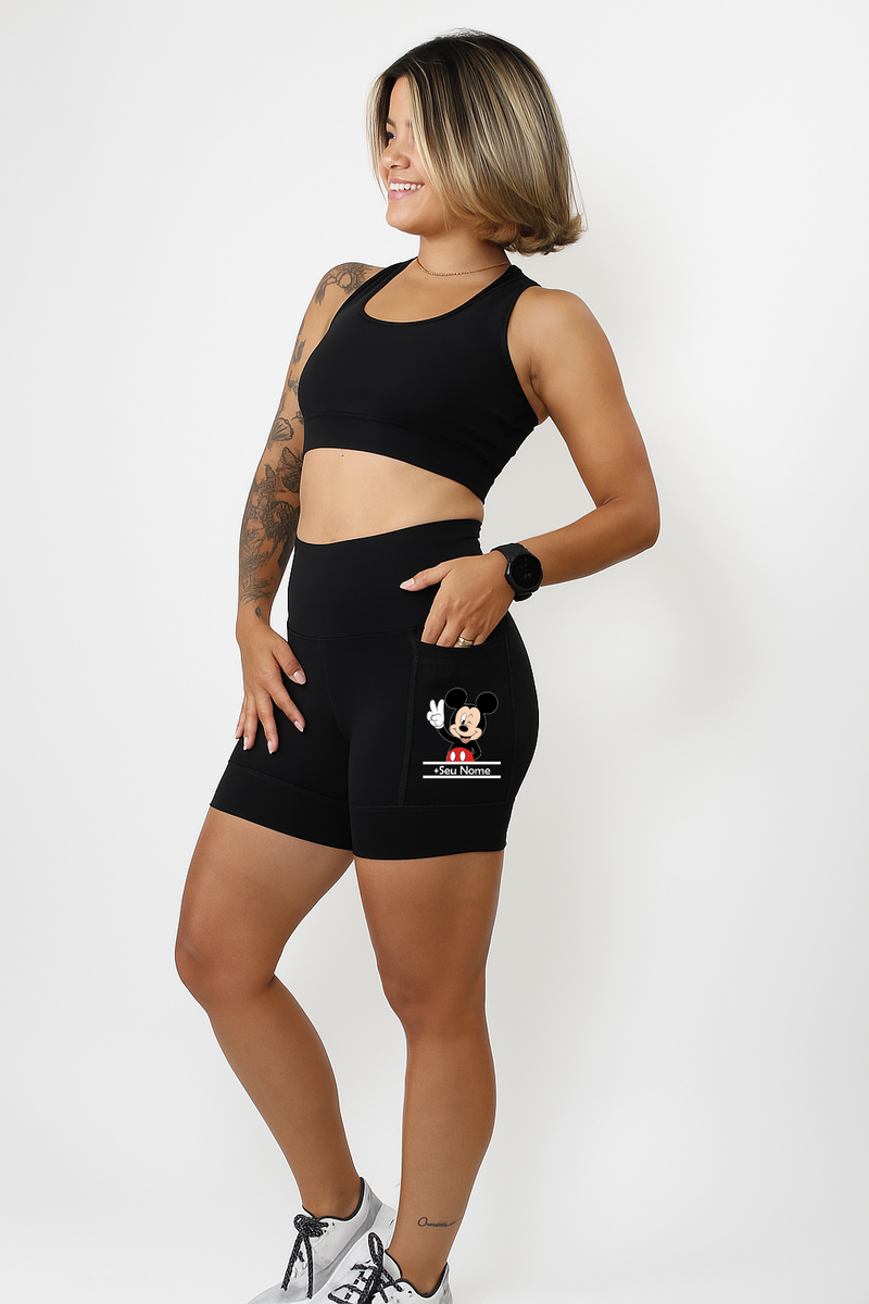 Short Preto Mickey + Seu Nome