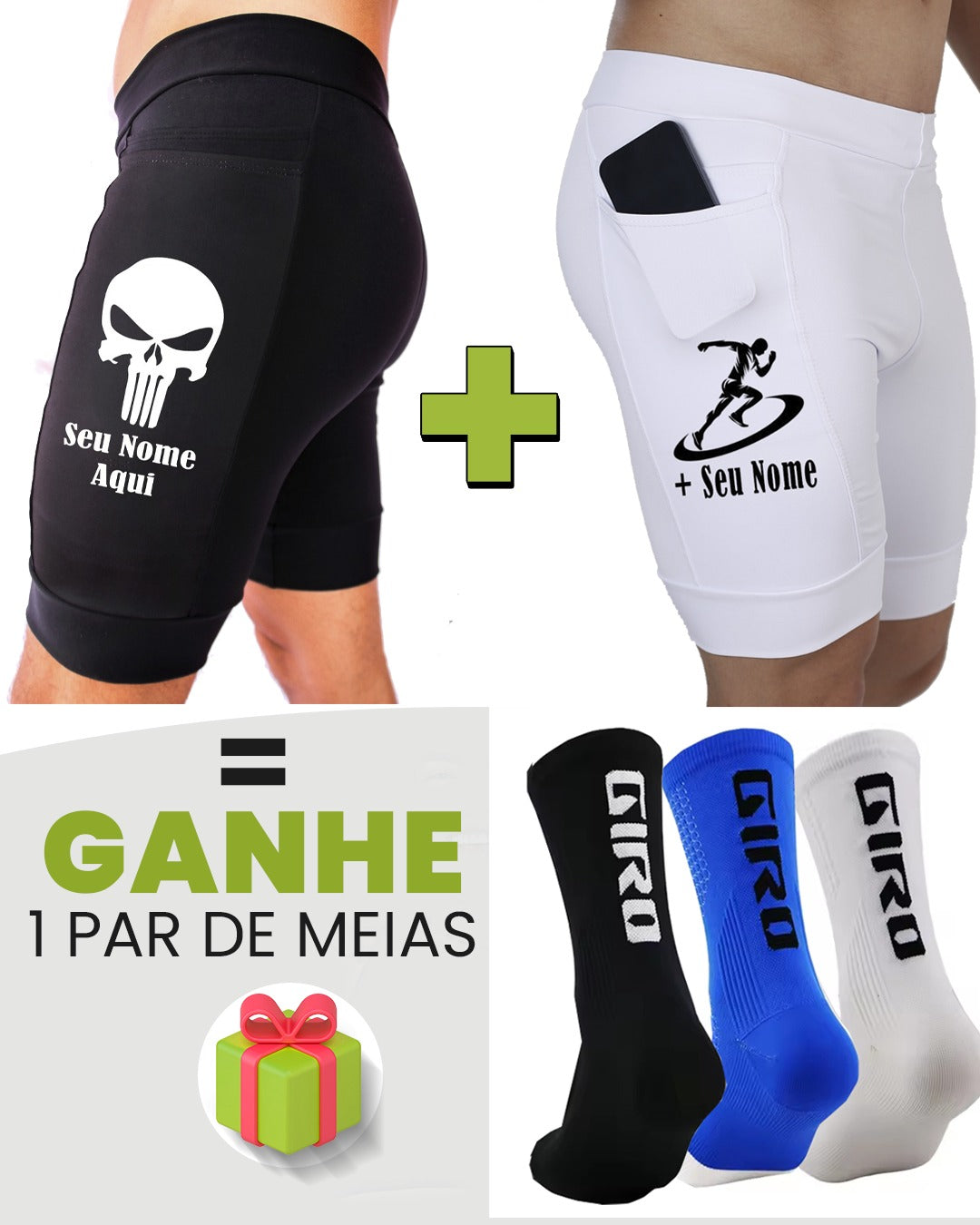 Kit Bermudas Masculinas + Meia