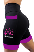 Bermuda Preto/Roxo Borboletas + Nome