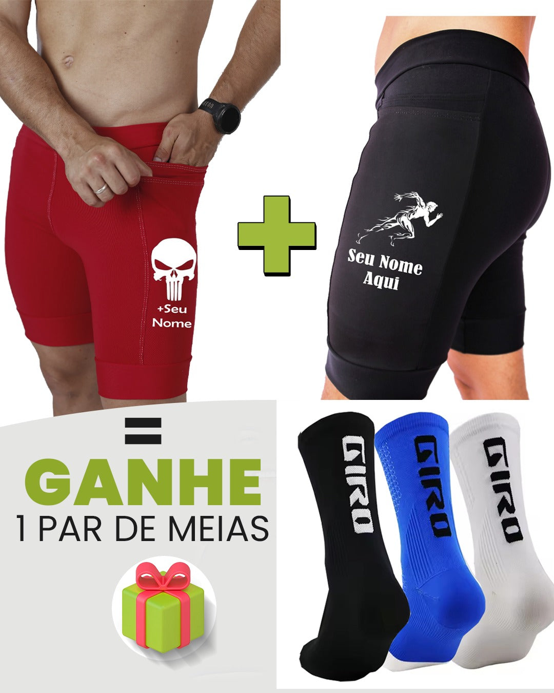 Kit Bermudas Masculinas + Meia