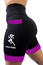 Bermuda Preto/Roxo Corredora + Nome