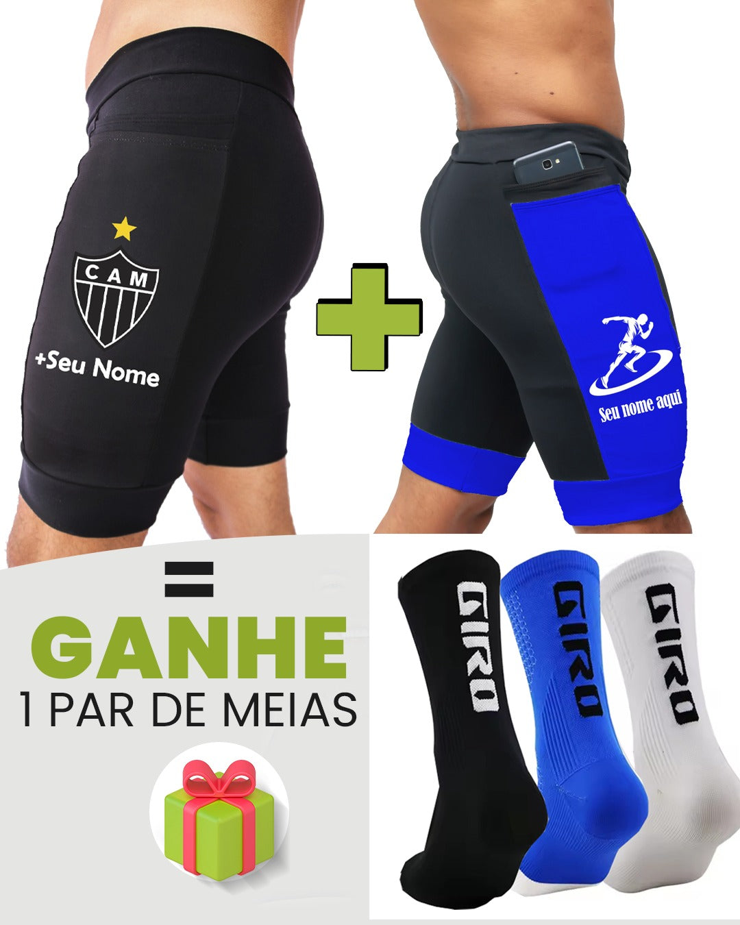 Kit Bermudas Masculinas + Meia
