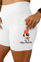 Short Feminino Branco Super Poderosa Florzinha