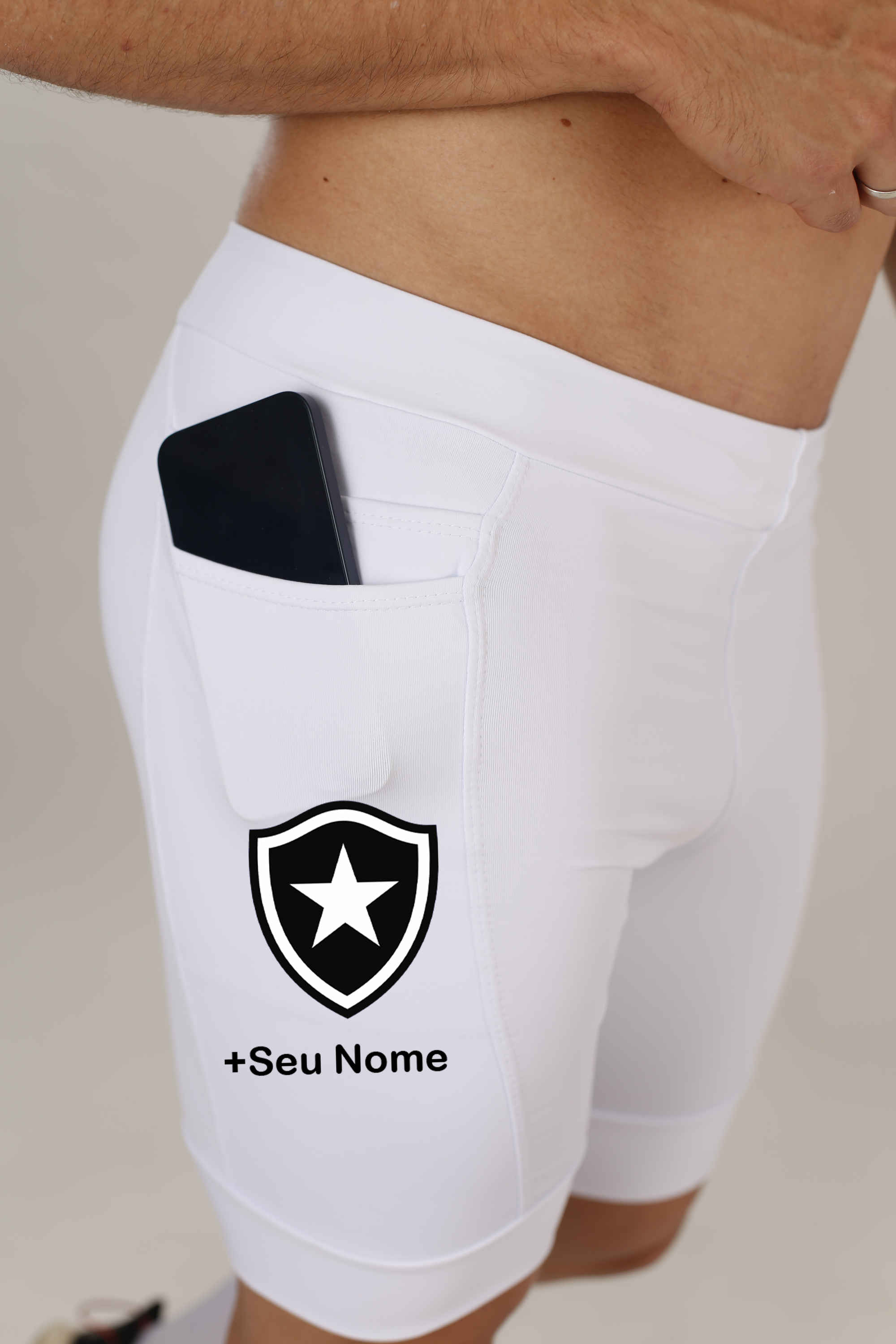 Bermuda Masc Branca Botafogo + Nome