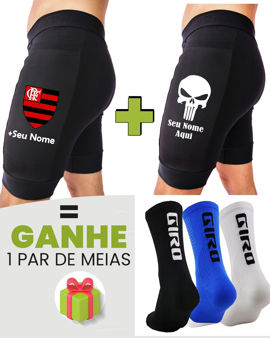 Kit Bermudas Masculinas + Meia