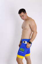 Bermuda Masc Azul/Amarelo Aqui é o Brasil + Seu nome