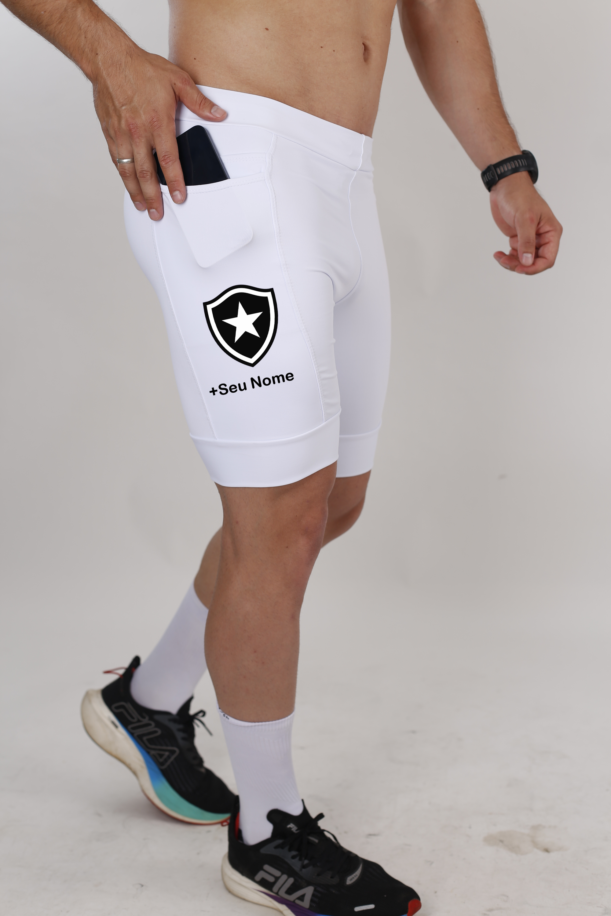 Bermuda Masc Branca Botafogo + Nome