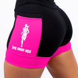 Shorts seu Nome + Corredora (Preta/Rosa)
