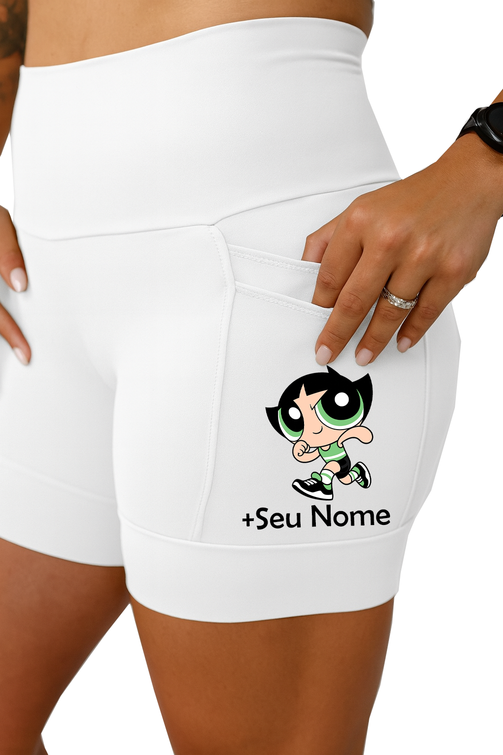 Kit Short Branco Super Poderosa Corredora + Top