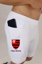 Bermuda Masc Branca Flamengo + Nome