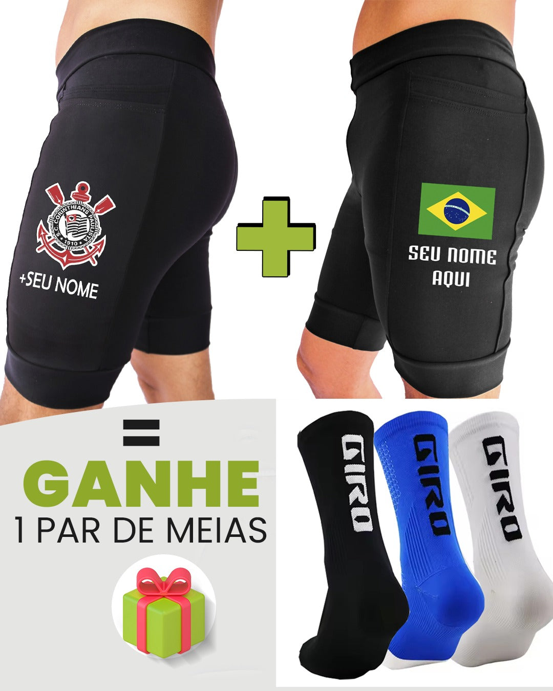 Kit Bermudas Masculinas + Meia