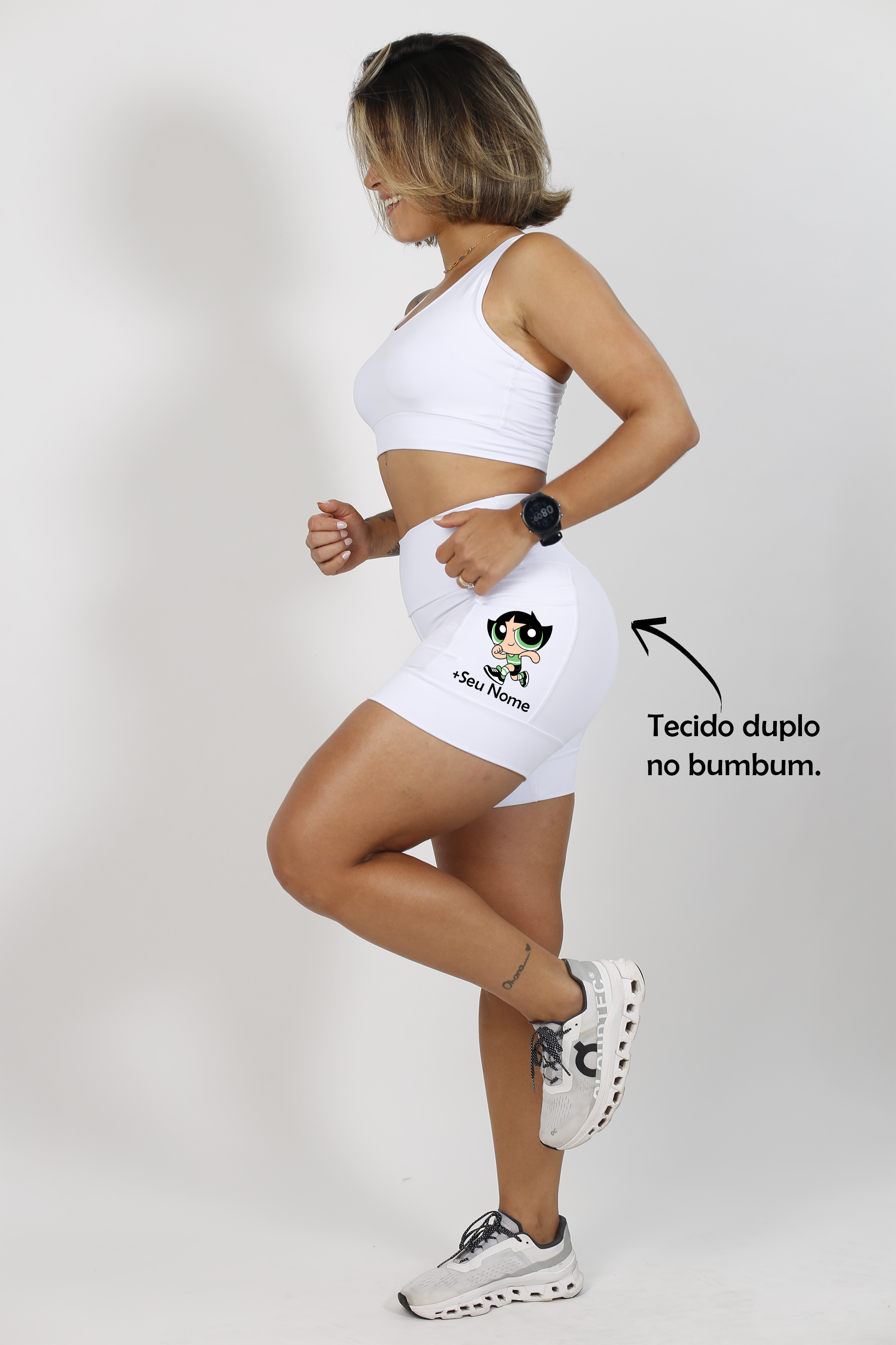 Short Feminino Branco Super Poderosa Docinho