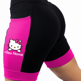 Bermuda Feminina Preto/Rosa Hello Kitty+Seu Nome