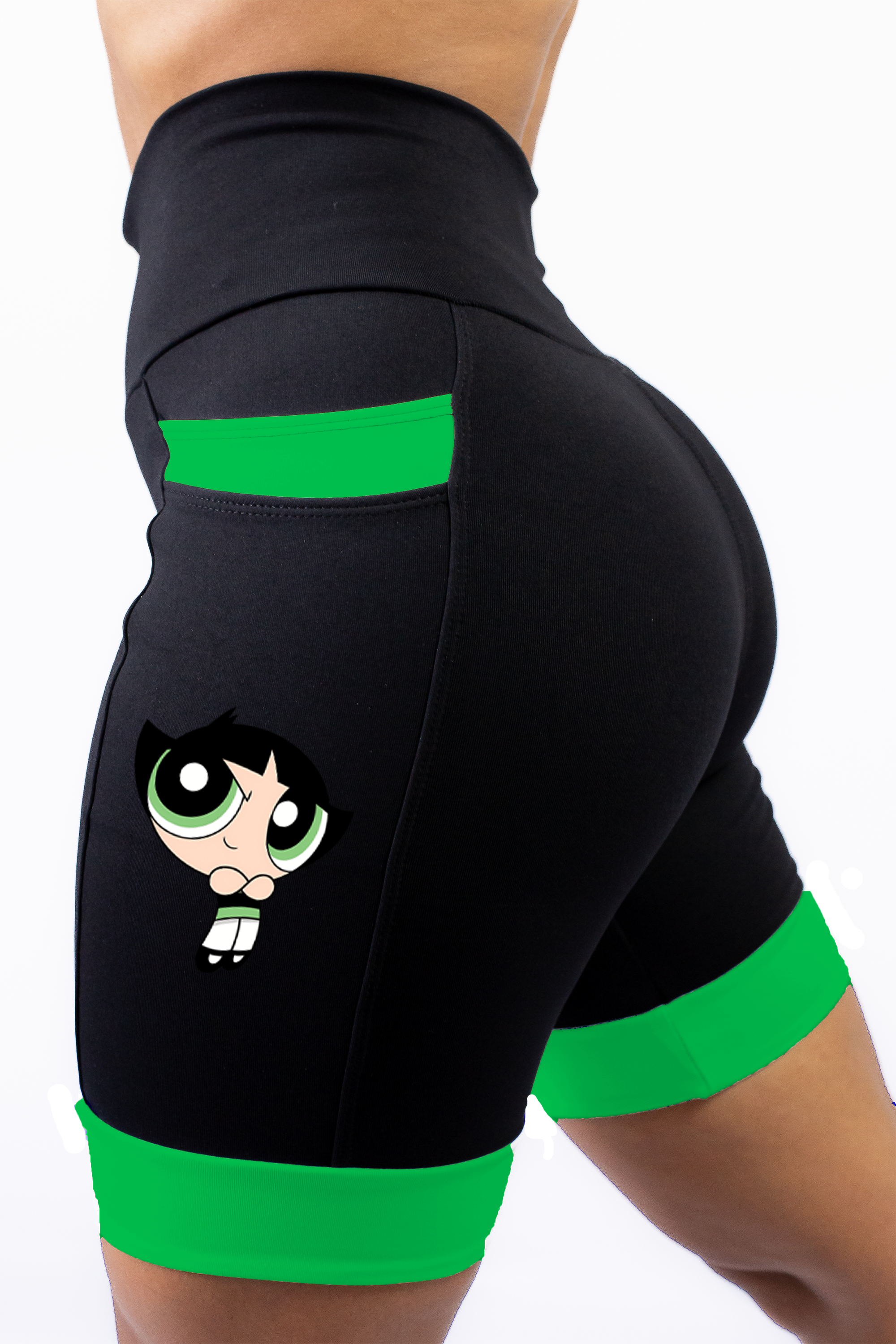 Bermuda Feminina Preta/Verde Docinho ( Pronta Entrega)