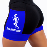 Shorts seu Nome + Corredora (Preta/Azul)
