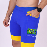 Bermuda Masc Azul/Amarelo Aqui é o Brasil + Seu nome