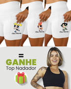 Kit Short Branco Super Poderosa Corredora + Top
