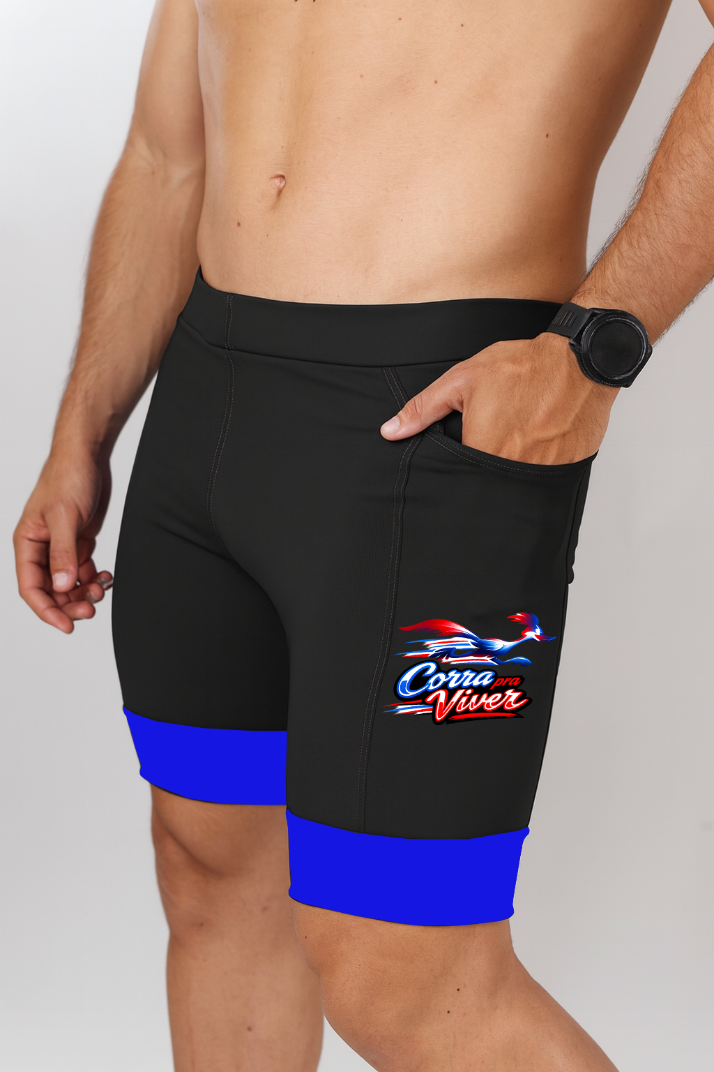 Bermuda Masculino Preta/Azul  Papaleguas