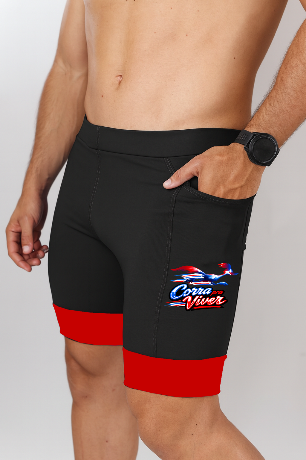 Bermuda Masculino Preta/Vermelho Papaleguas