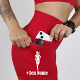 Shorts Vermelho Corredora + Seu Nome