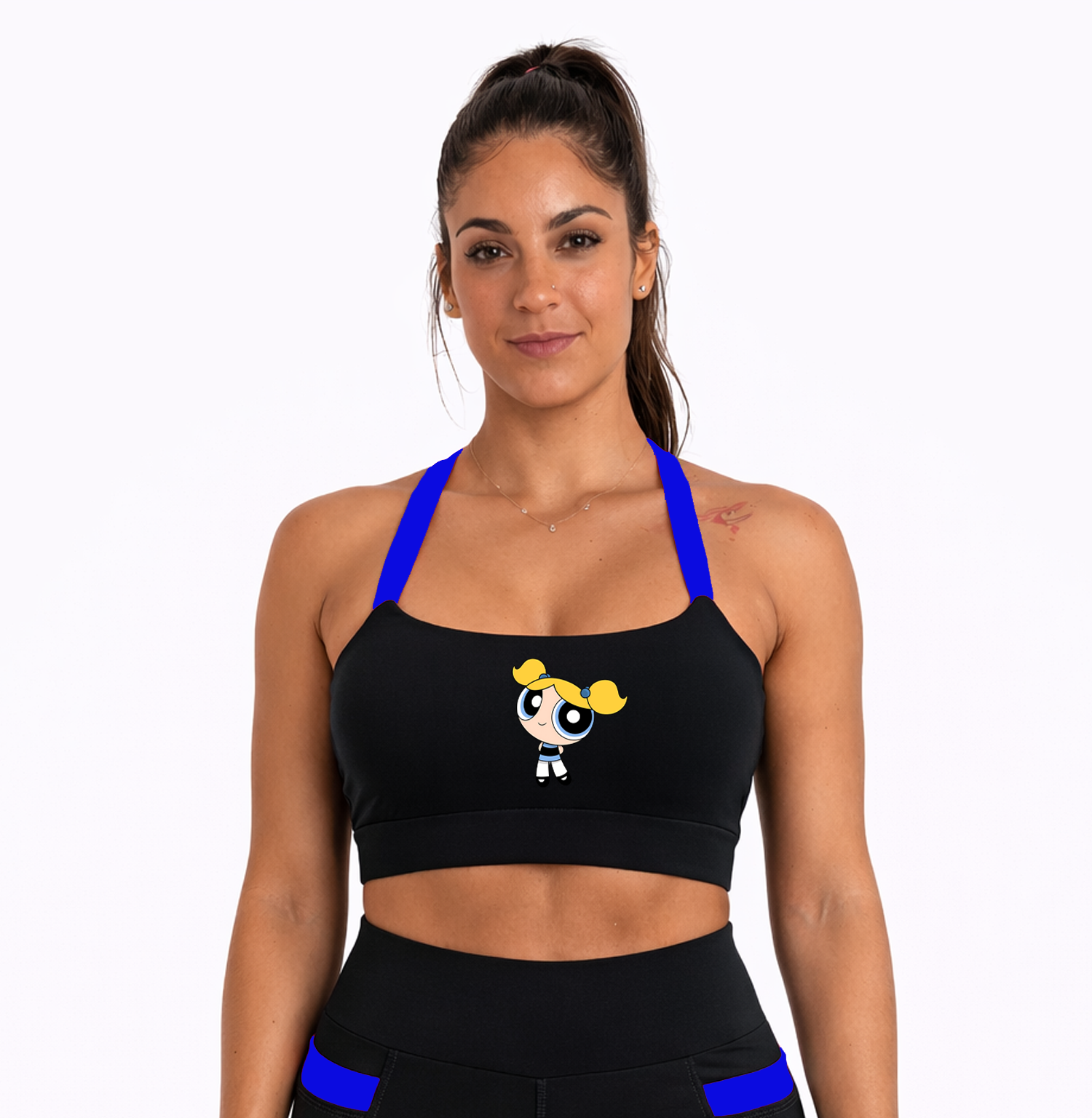 Top Fitness Preto/Azul Lindinha