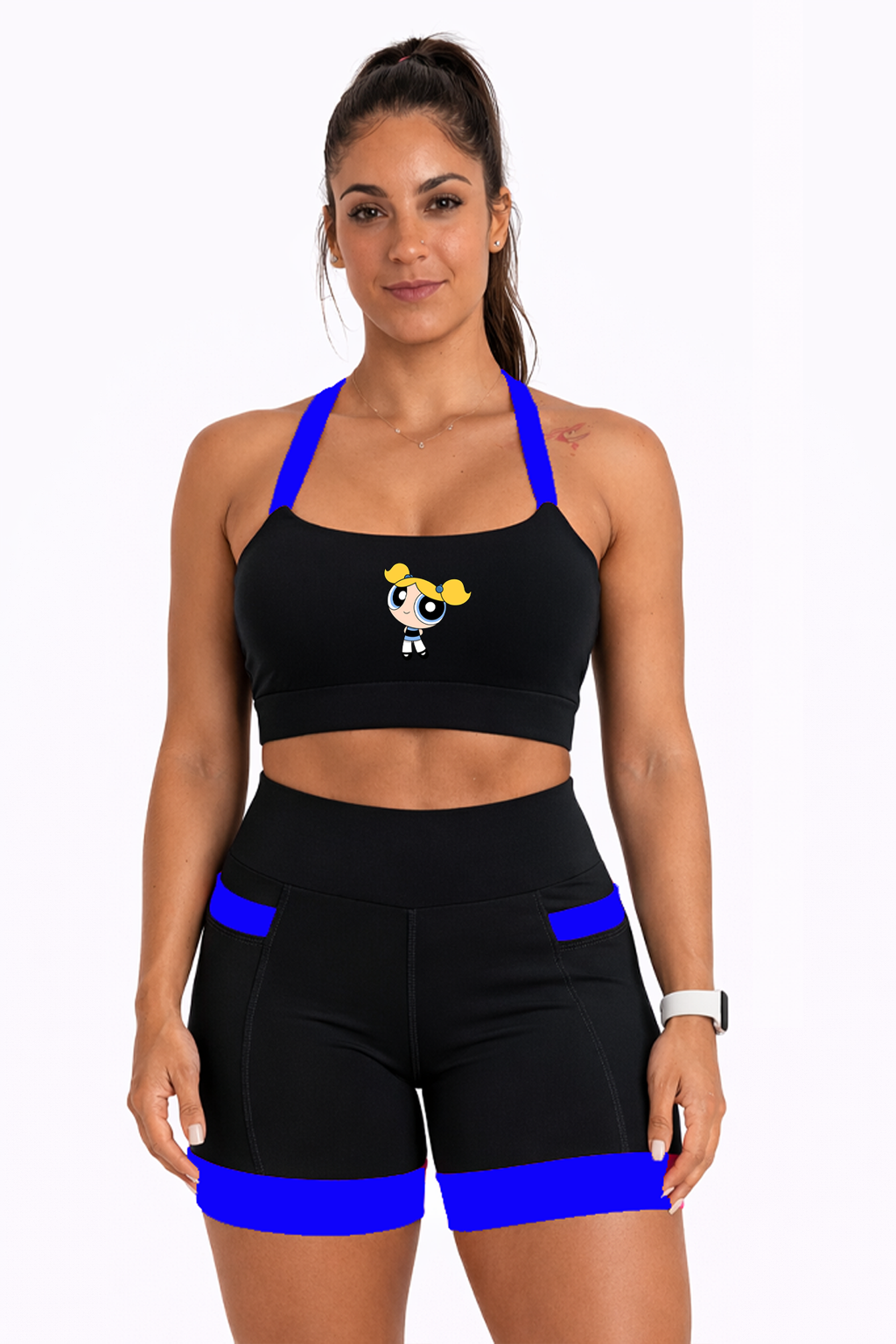 Top Fitness Preto/Azul Lindinha