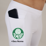Bermuda Masc Branca Palmeiras + Nome