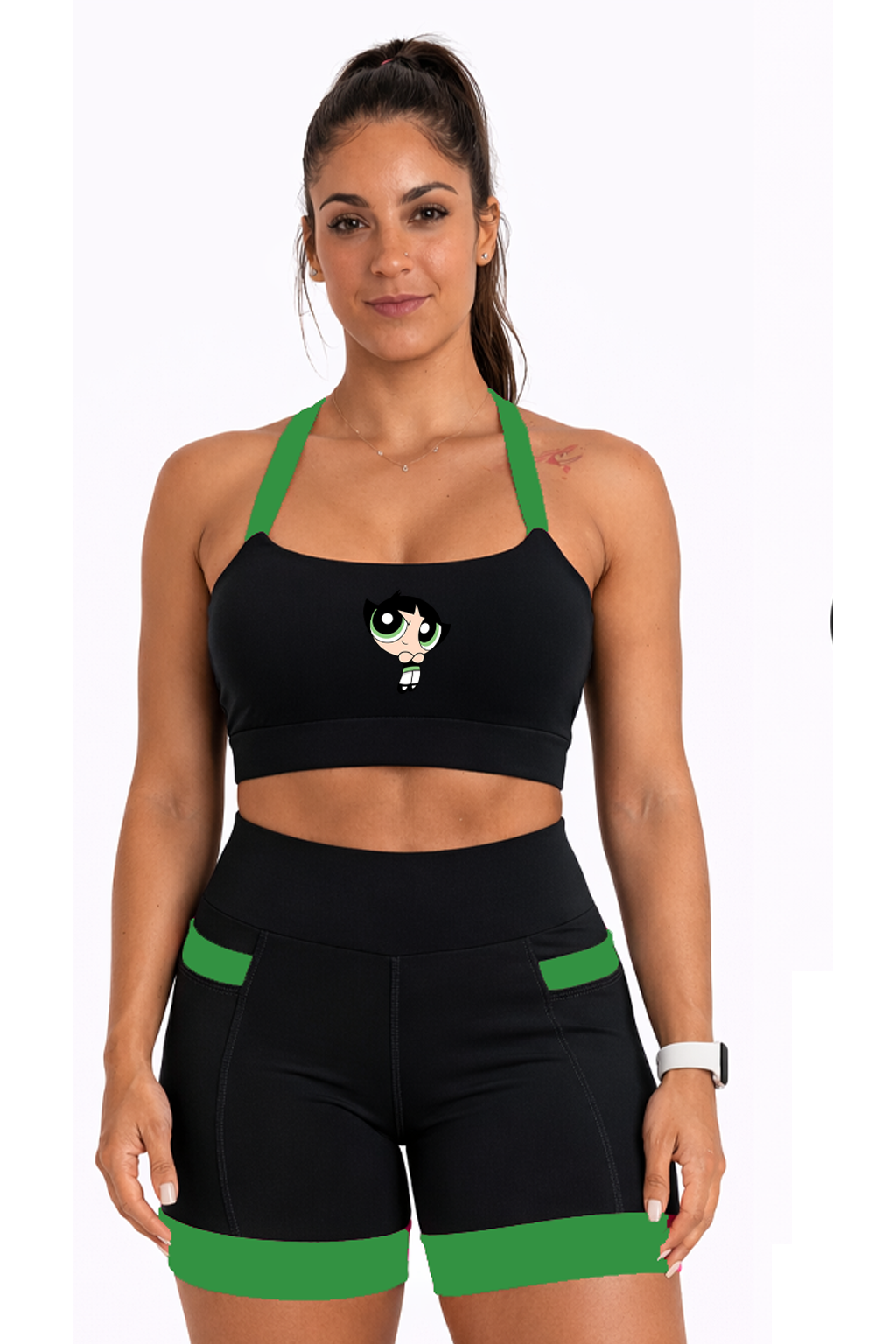 Top Fitness Preto/Verde Docinho